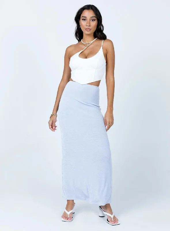 Classic Women's Clothing Styles Harriette Maxi Skirt Light Blue