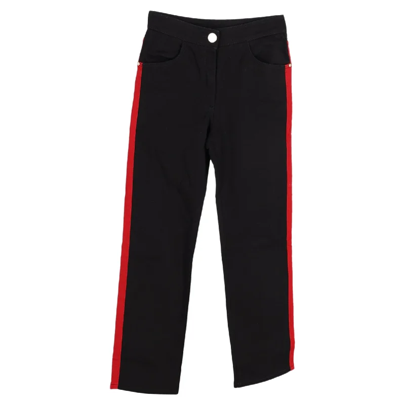 Casual Dresses for Women Balmain Denim Jeans with Red Stripe in Black Cotton