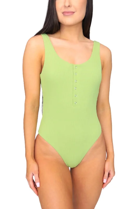 Classic Women's Clothing Styles One-Piece Swimsuit In Salt And Lime