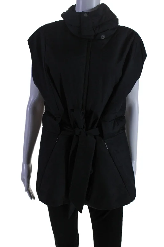 Online Boutique Clothing Aday Womens 2 Pocket High Neck Sleeveless Zip Up City Summits Vest Black