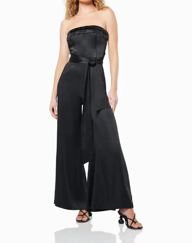 Women's Fashionable Attire For Work Fugue Jumpsuit In Black