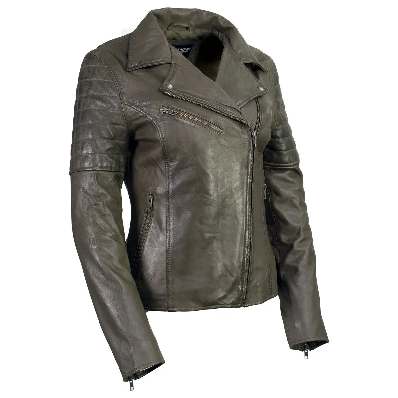 Women's Active Outfit For Fitness Milwaukee Leather Women's Duchess Olive Motorcycle Style Fashion Casual Leather Jacket SFL2870