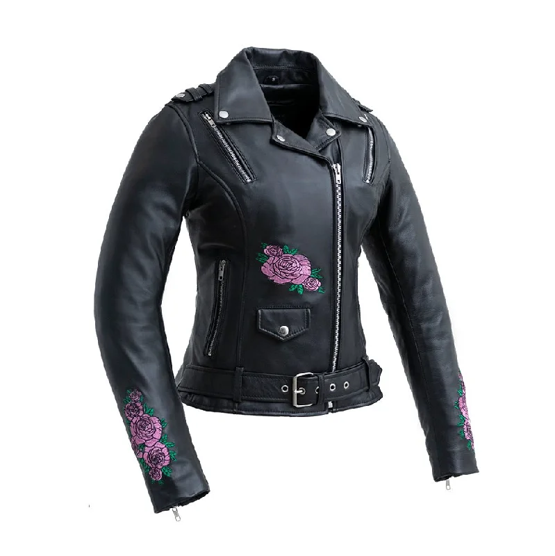 Women's Clothing For Outdoor Activities Bloom - Women's Motorcycle Leather Jacket