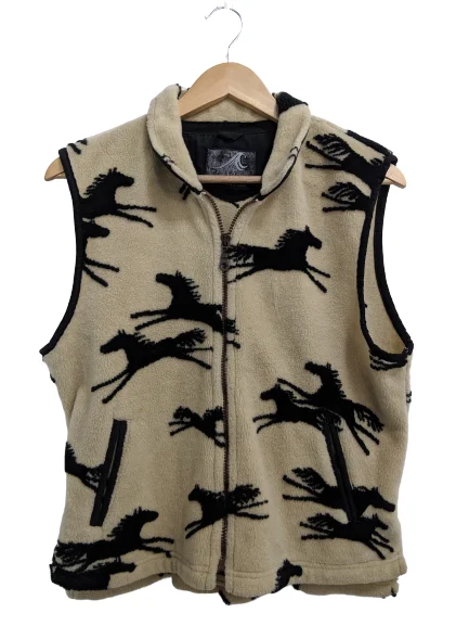 Women's Elegant Evening Outfit [M] Vintage Sherpa Fleece Horse Vest