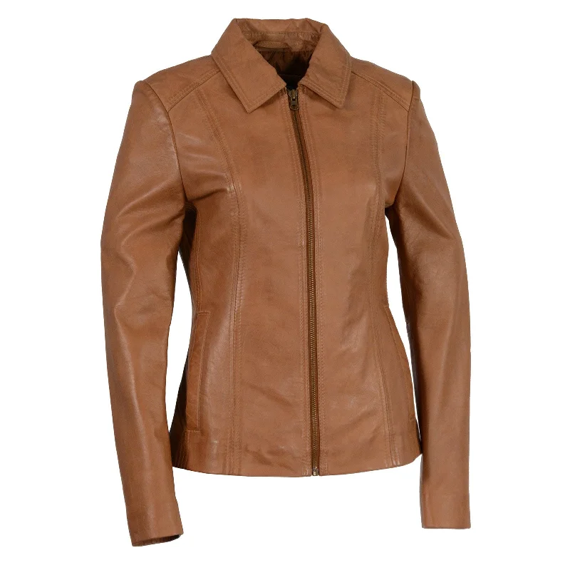 Sales For Clothes Milwaukee Leather SFL2850 Women's Classic Saddle Zippered Motorcycle Style Fashion Leather Jacket with Shirt Style Collar