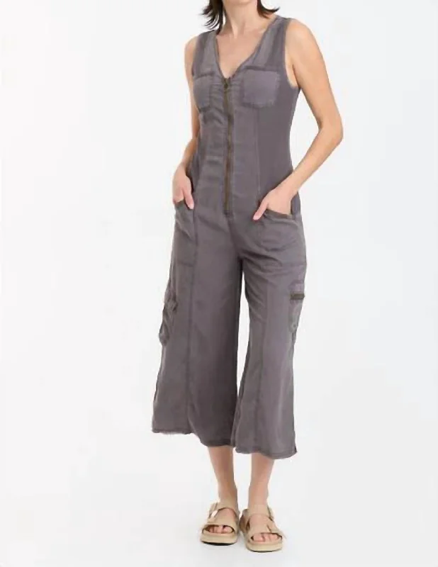 Feminine Dresses for Women in Bold Prints Tavin Crop Jumpsuit In Graphite Point