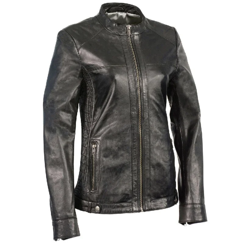 Affordable Women's Clothing Milwaukee Leather SFL2855 Women's Black  Zip Front Fashion Leather Jacket with Side Stretch Fitting