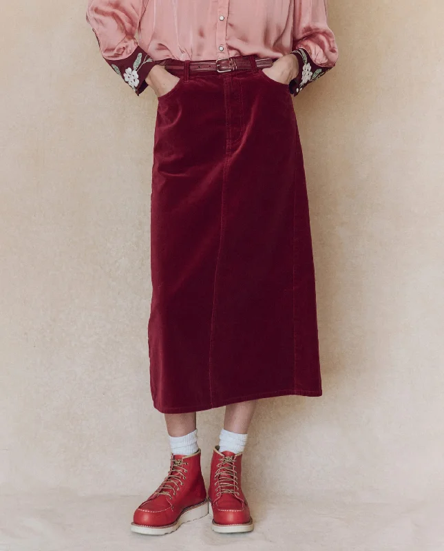 Exclusive Discount The Velvet Column Skirt. -- Bordeaux