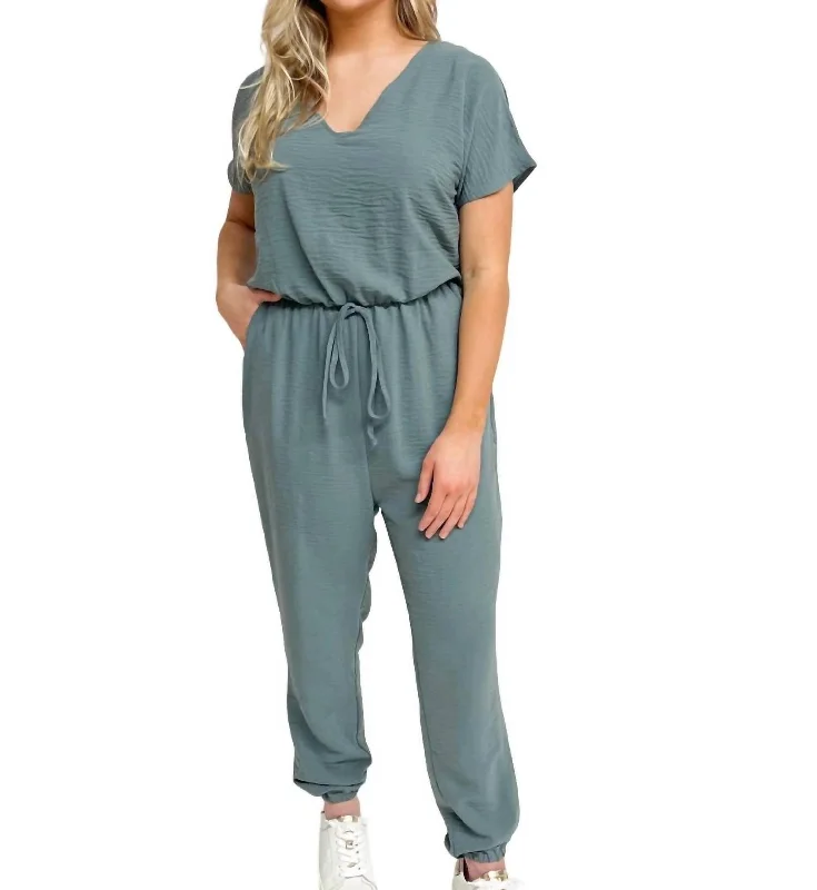 Trendy Women's Outfits for Casual Wear Solid Long Jumpsuit In Slate Blue