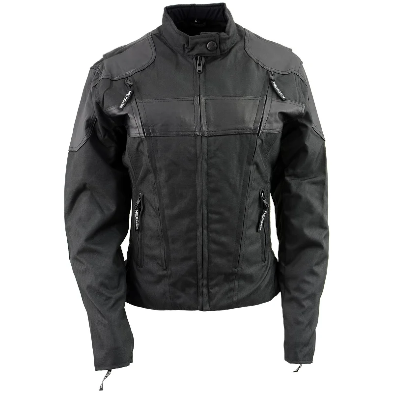 Online Boutiques Best NexGen SH2179 Women's Black Leather and Textile Vented Racer Jacket