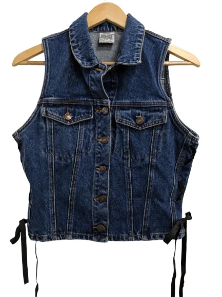 Women's Holiday Outfit [L] Vintage Jordache Denim Vest with Lace-Up Sides