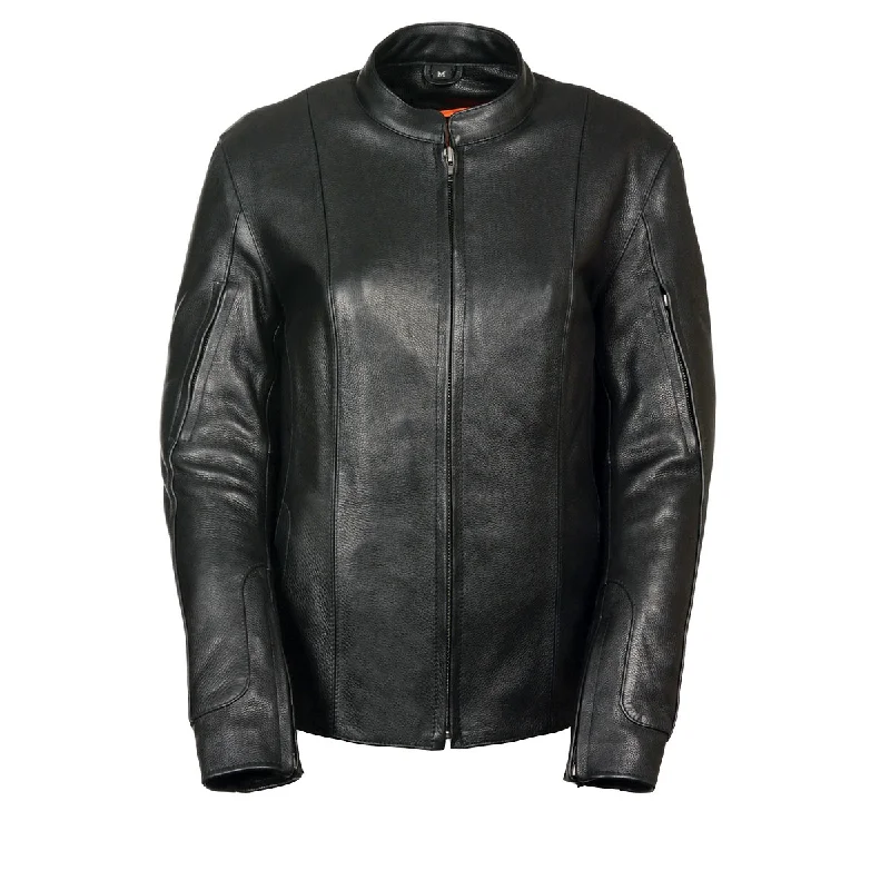 Discount Price Milwaukee Leather MLL2520 Ladies Racer Black Leather Motorcycle Jacket