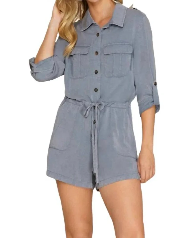 Chic Women's Clothing for Work and Travel Reese Romper In Blue