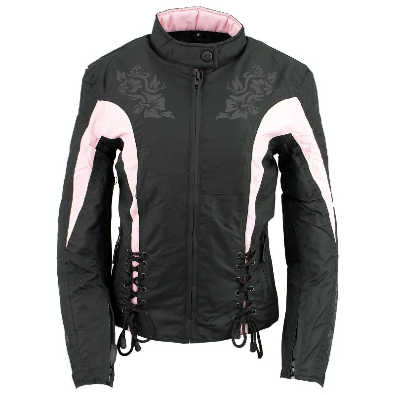 Best Online Women's Boutiques NexGen SH236806 Women's 'Reflective Buffalo Head' Black and Pink Textile Jacket