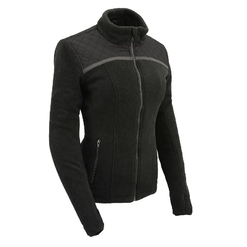 Flash Discount Milwaukee Leather MPL2784 Women's Black Micro Fleece Jacket with Reflective Stripes