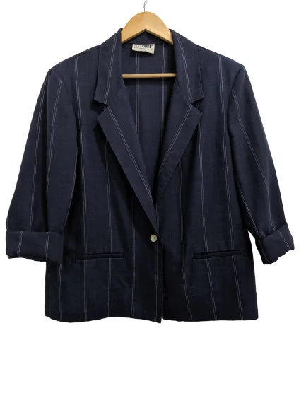 Comfortable Women's Outfits [L] Vintage Navy Blue Boxy Blazer