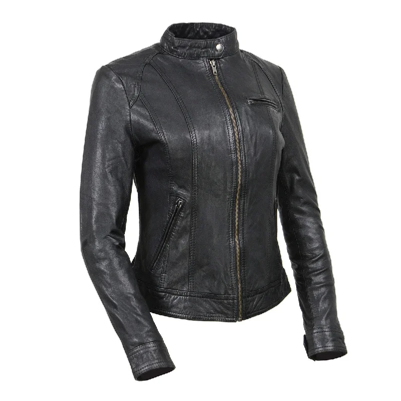 Women's Stylish Professional Garments Milwaukee Leather Vintage SFL2811 Women's Black Zipper Front Motorcycle Casual Fashion Leather Jacket