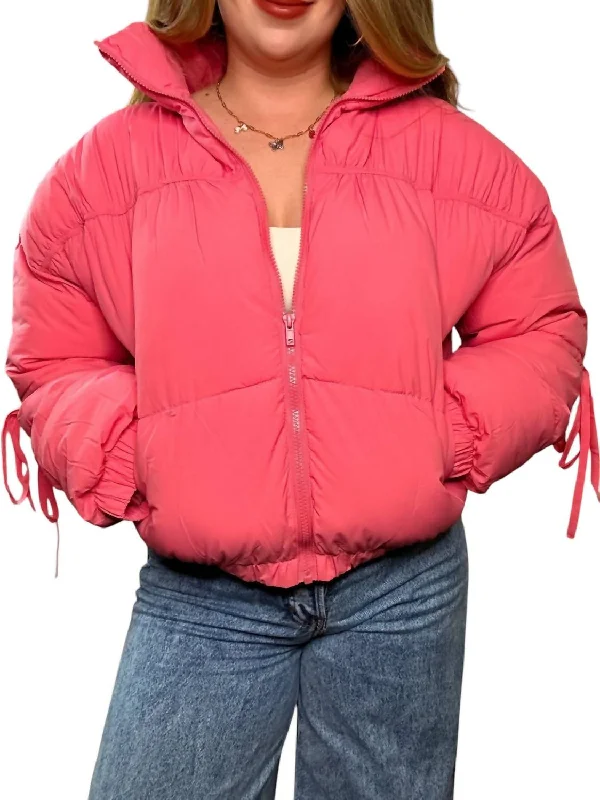 Women Wear Brands Bubble Zip Up Jacket In Pink