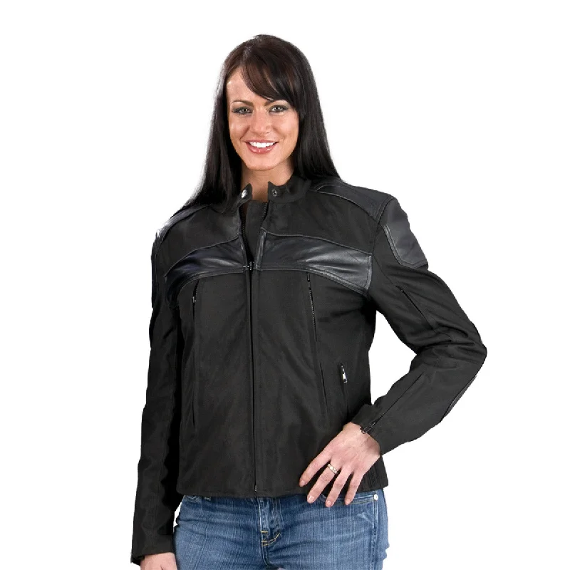 Women's Seasonal Attire NexGen SH1971 Women's Black Textile and Leather Motorcycle Racer Jacket