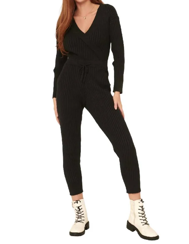 Latest Fashion for Women Ribbed Knit Jumpsuit In Black