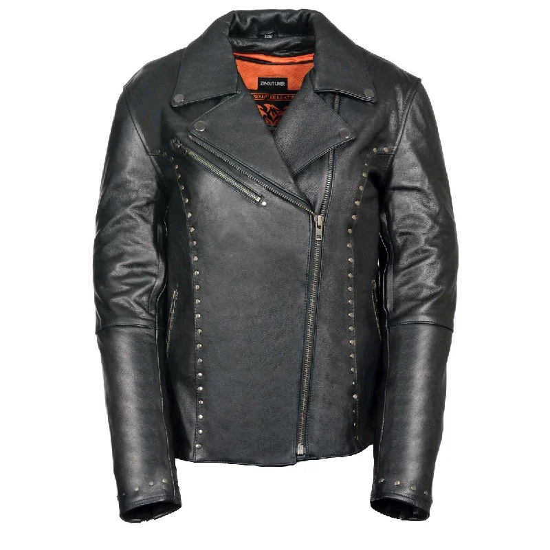 Affordable Online Boutique Milwaukee Leather ML1948 Women's Classic Riveted Motorcycle Black Leather Jacket