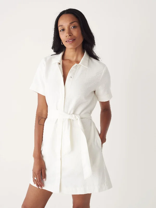 Affordable Fashion for Women The Hemp Denim Camp Collar Dress in Off White