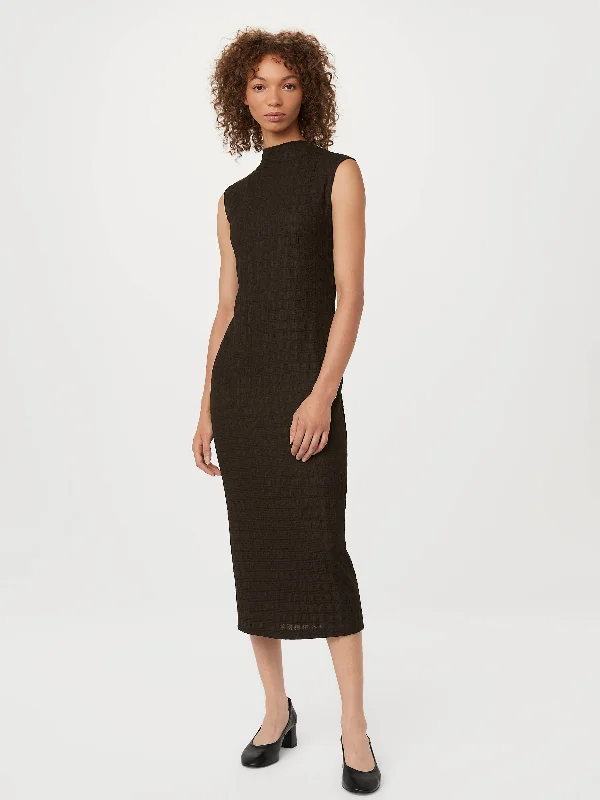 Holiday Special Offers The Textured Midi Dress in Dark Chocolate