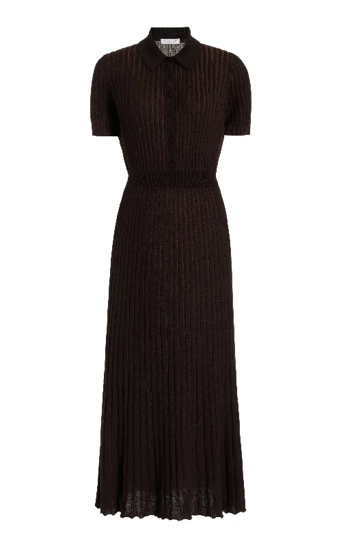 Women's Chic Outerwear Garments Amor Knit Midi Dress in Chocolate Cashmere Silk