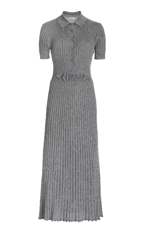 Women's Plus-Size Apparel Amor Knit Midi Dress in Heather Grey Cashmere Silk