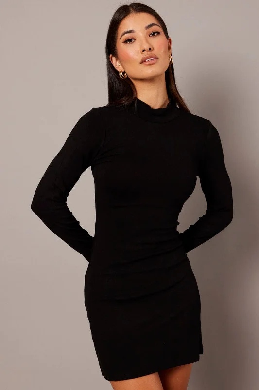 Women's Chic Apparel Black Bodycon Dress Long sleeve Mini