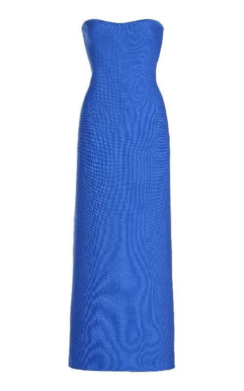 Vintage Clothing For Women Calderon Knit Maxi Dress in Sapphire Merino Wool Cashmere