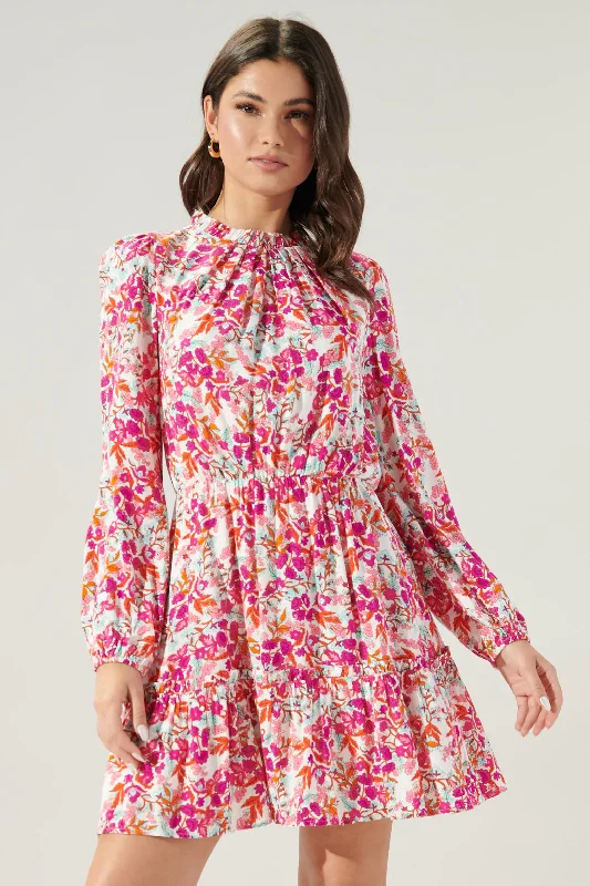 Women's Stylish Outdoor Outfit Fancy You Floral Balloon Sleeve Blouson Dress