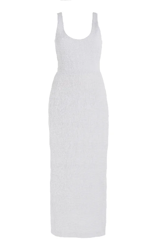 Women's Seasonal Clothing Girard Shirred Maxi Dress in White Aloe Linen