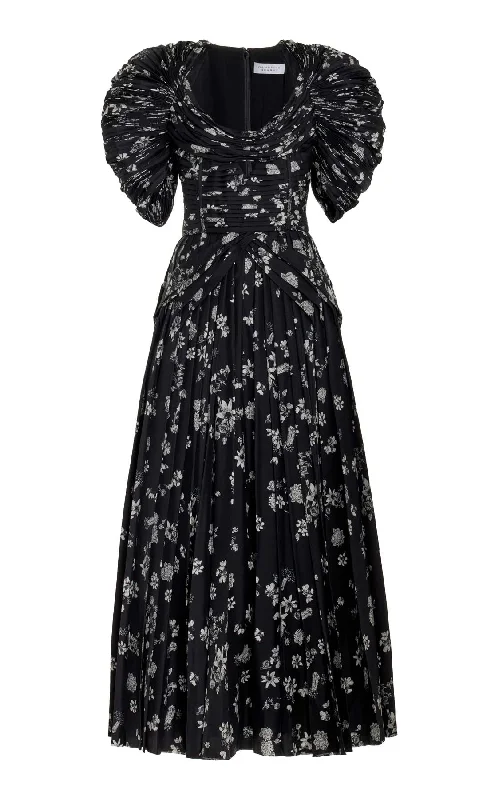 Women's Trendy Attire Peggy Dress in Black & White Printed Silk Twill