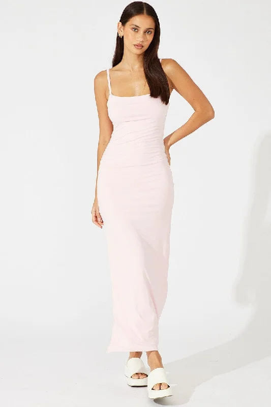 Women's Evening Clothing Pink Supersoft Slim Fit Maxi Dress