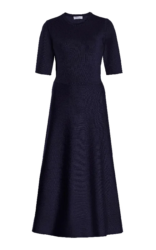 Trendy Boutiques Online Seymore Knit Midi Dress in Dark Navy Merino Wool Cashmere