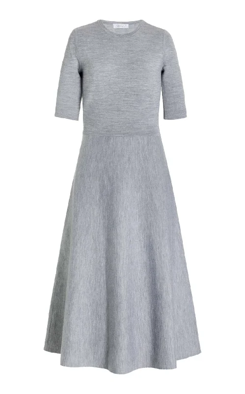 Formal Outfit For Women Seymore Knit Midi Dress in Heather Grey Merino Wool Cashmere