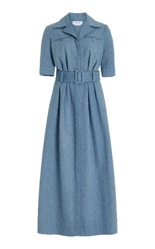 Women's Fashion Clothing Simone Shirtdress in Light Blue Upcycled Denim