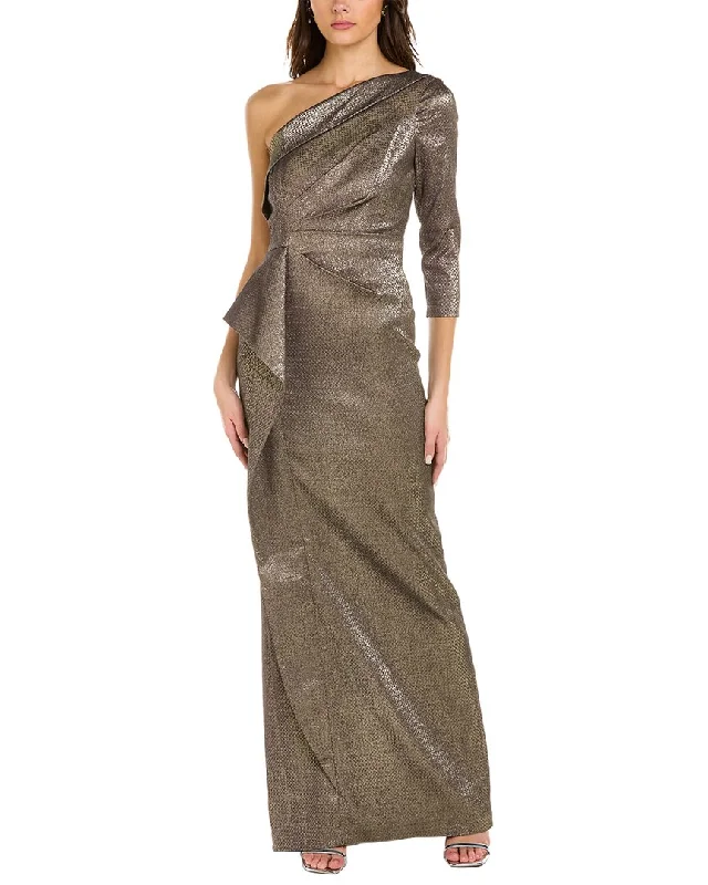 Seasonal Women's Fashion Trends Teri Jon by Rickie Freeman One-Shoulder Column Gown