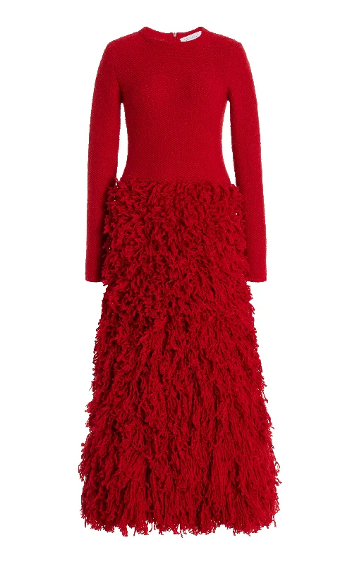 Women's Evening Apparel Turner Knit Maxi Dress in Scarlet Red Virgin Wool Cashmere Silk