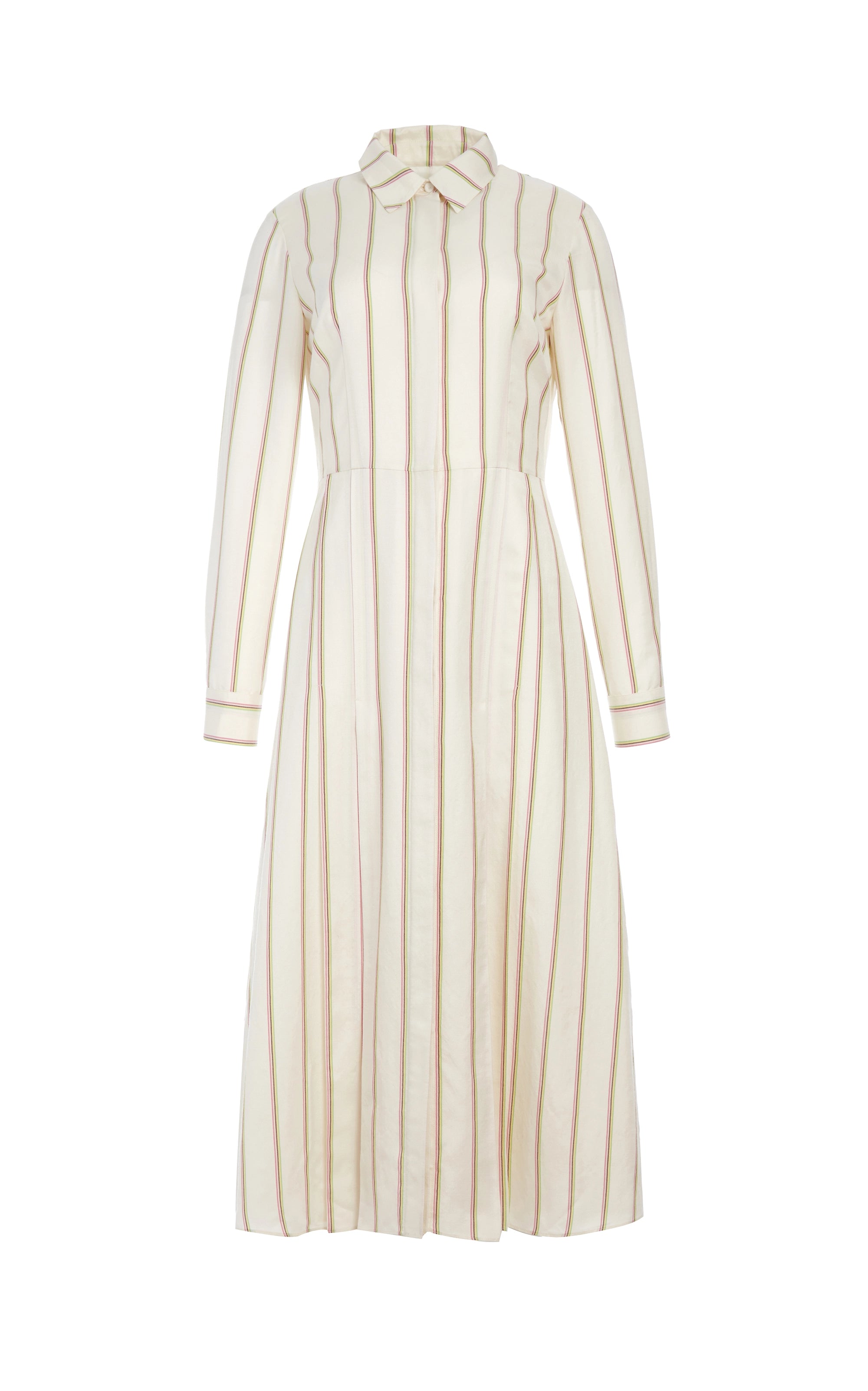 Flash Sales This Week Vanessa Shirtdress in Ivory Multi Stripe Wool Silk