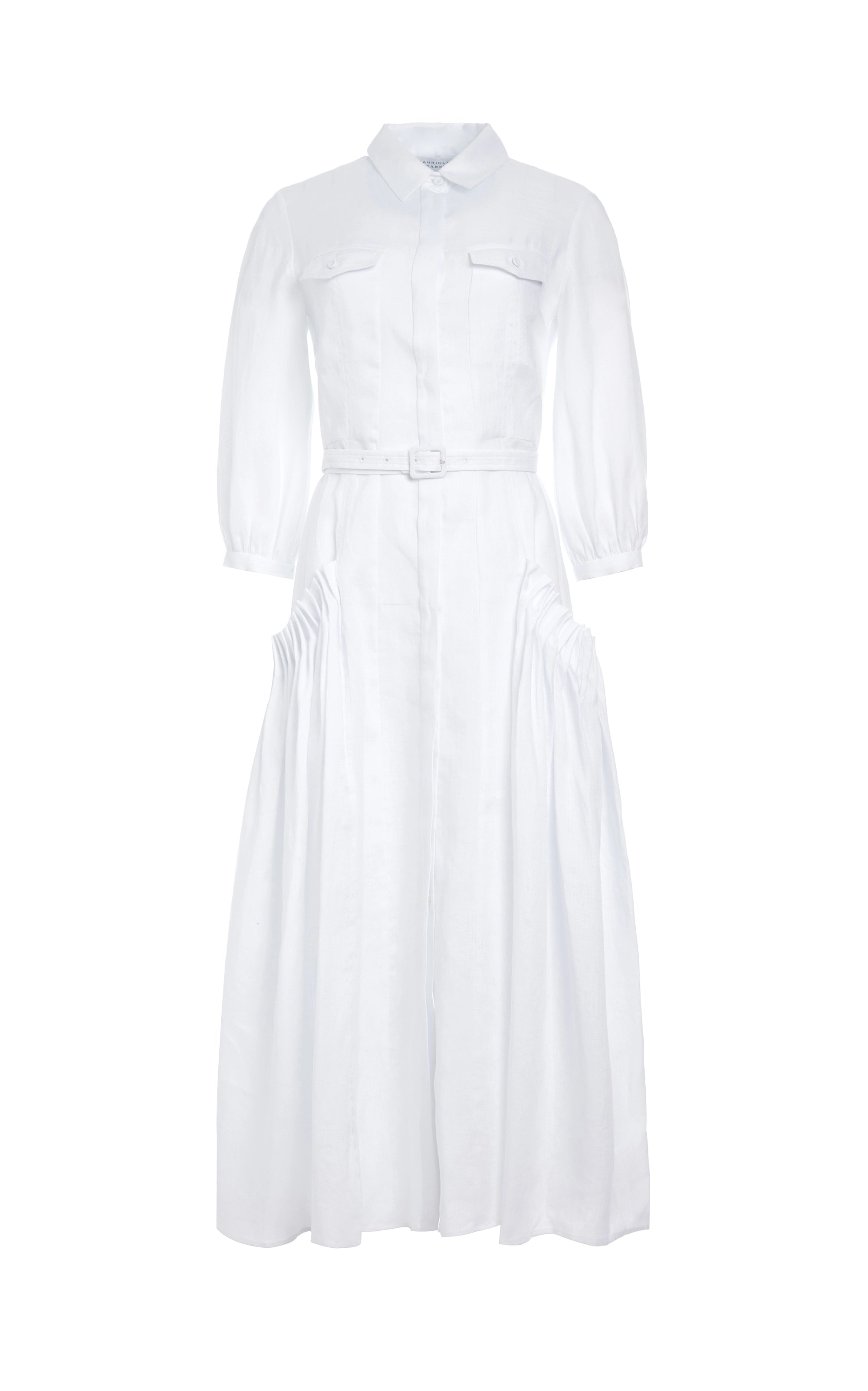 Casual Chic for Women Woodward Pleated Shirtdress in White Aloe Linen