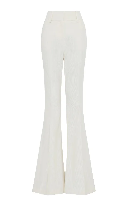 Women's Athletic Outfit Ianthe Flare Pant in Ivory Sea Island Cotton Corduroy