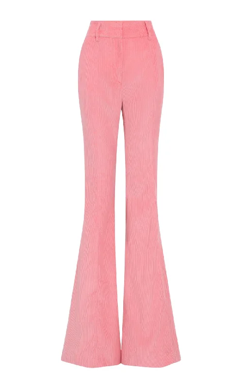 Fashionable Women's Wardrobe Ianthe Flare Pant in Rosa Sea Island Cotton Corduroy