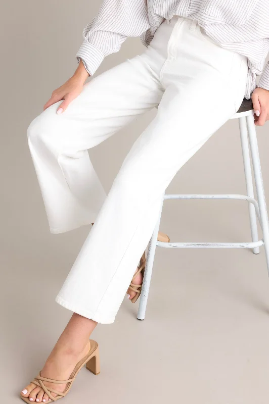 Comfortable Outfit For Women Into The Clouds White Cropped Wide Leg Jeans (RESTOCK FEB 2025)