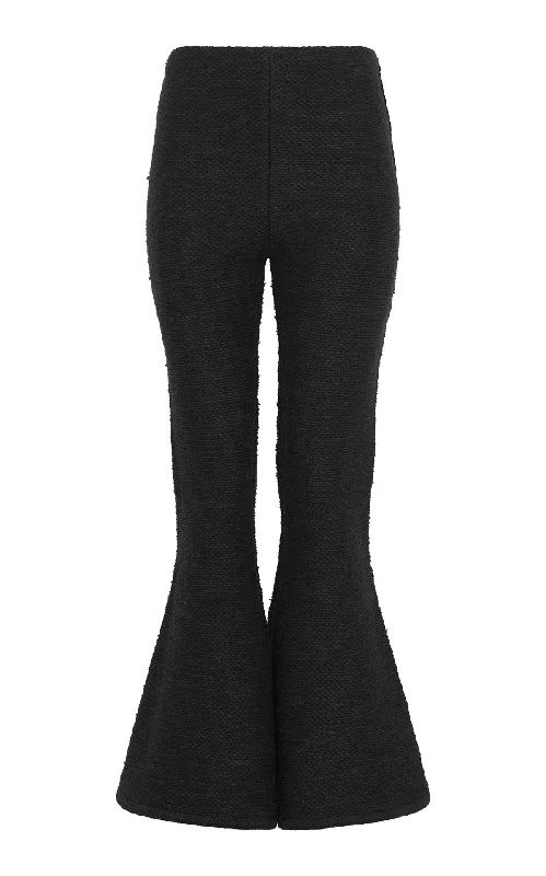 Women's Chic Outerwear Garments Karpo Flare Cropped Knit Pant in Black Cashmere Silk