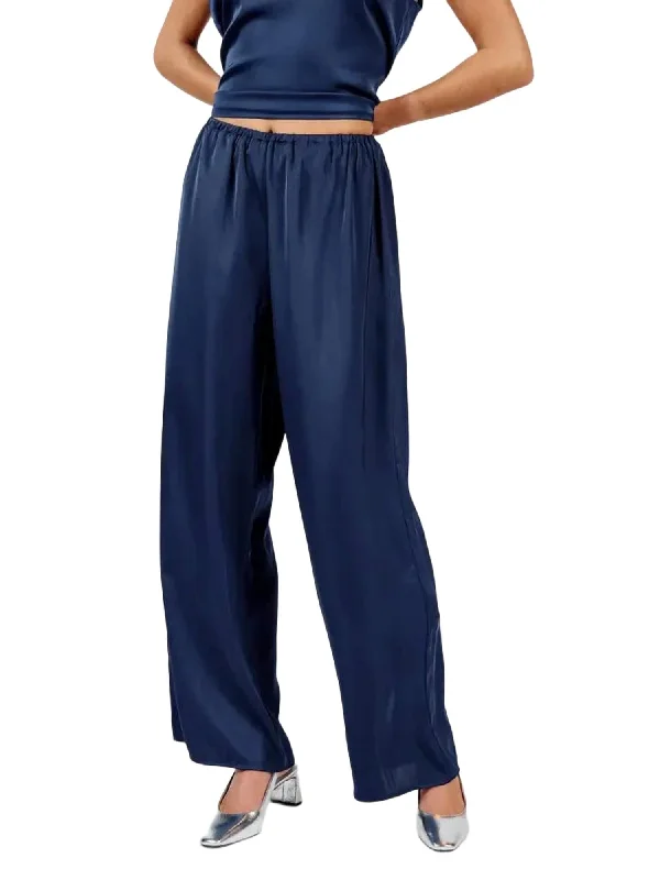 Top 10 Women's Online Clothing Stores Last Night Satin Elastic Waist Pants In Navy