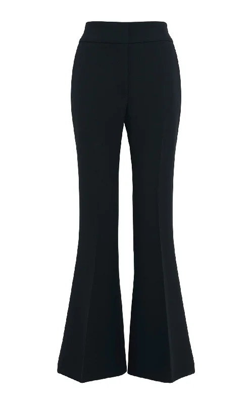 Elegant Women's Evening Garments Marsh Flare Cropped Pant in Black Wool Crepe