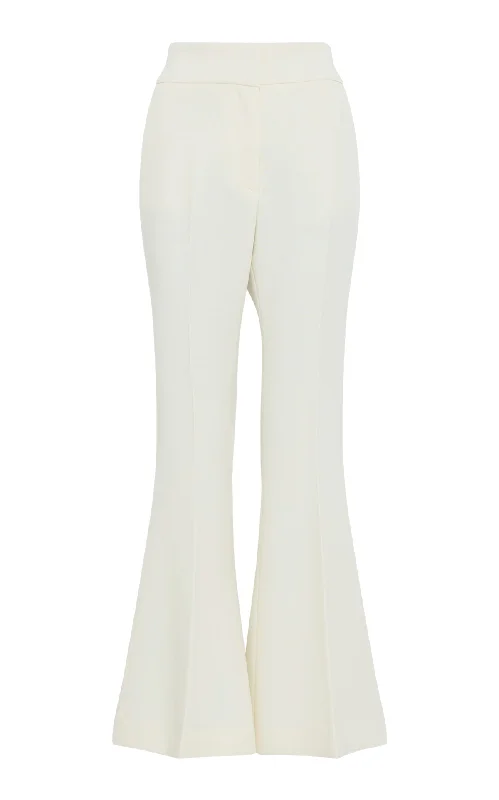 Women's Night-Out Outfit Marsh Flare Cropped Pant in Ivory Wool Crepe