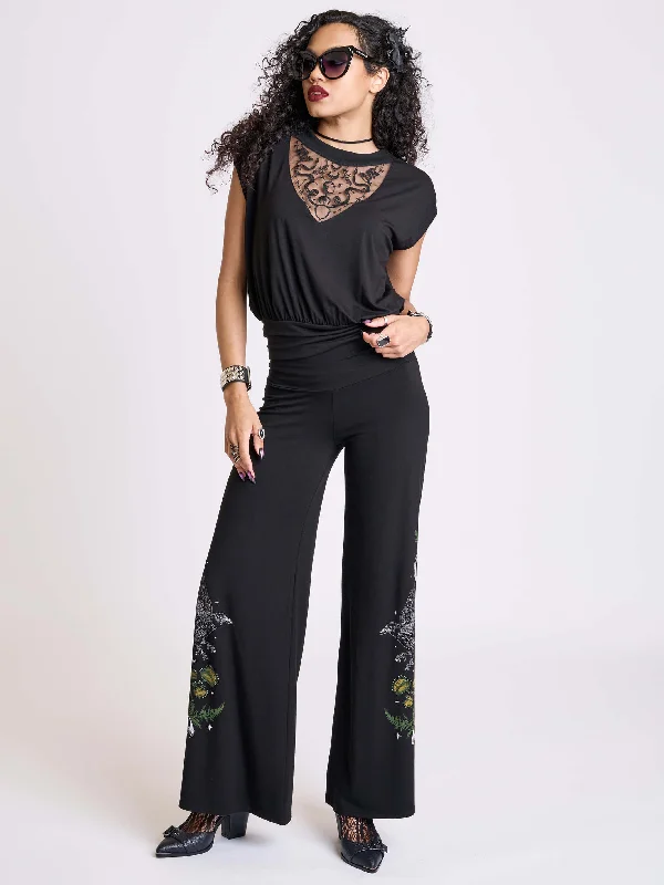 VIP Member Discount Night Raven Palazzo Pants